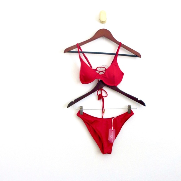 NEW! Kenny Flowers THE CALI Underwire Bikini Top and Bikini Set Red SZ S - Picture 9 of 16